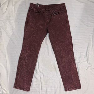 Men’s Burgundy Acid Wash Levi Straight Jean’s